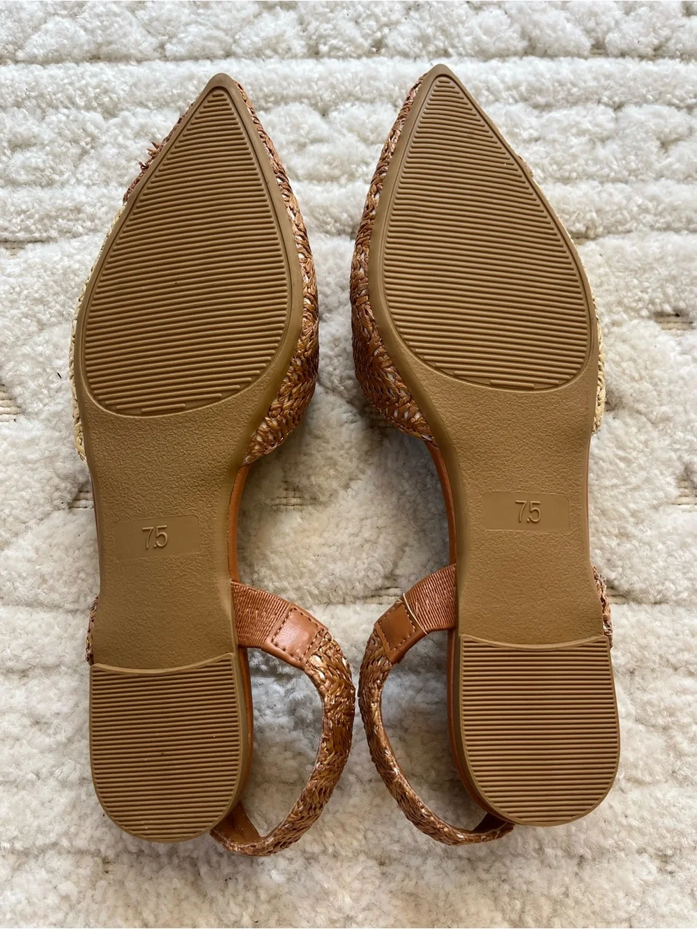 Tahari Two-Tone Woven Pointed-Toe Slingback Flats - Brown/Cream